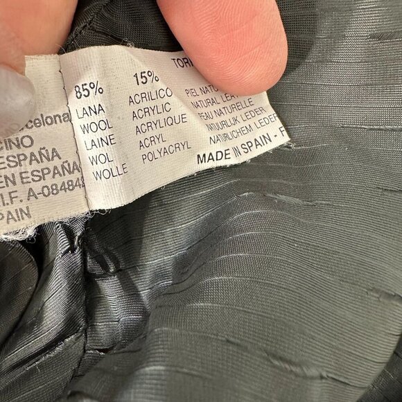 Torras Suede Leather Jacket Size 38 Black Button up Wool - Picture 16 of 16